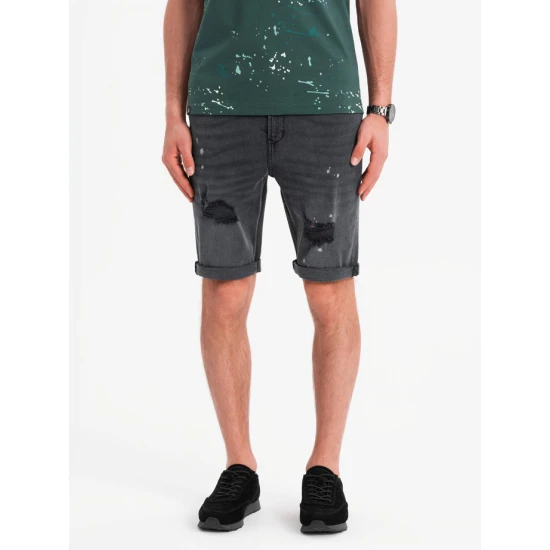 Vīriešu tumši pelēkas krāsas džinsu šorti Braco V3 OM-SRDS-0186