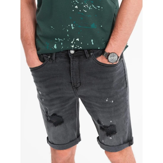 Vīriešu tumši pelēkas krāsas džinsu šorti Braco V3 OM-SRDS-0186