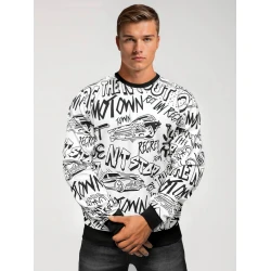 Vīriešu balts sporta krekls ar apdruku Stop