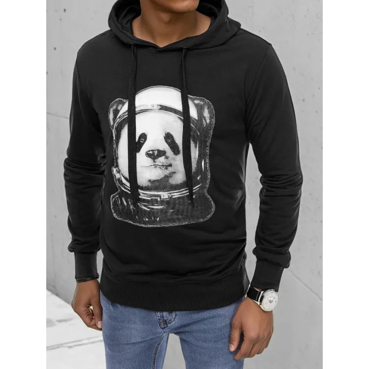 Vīriešu melns džemperis Panda