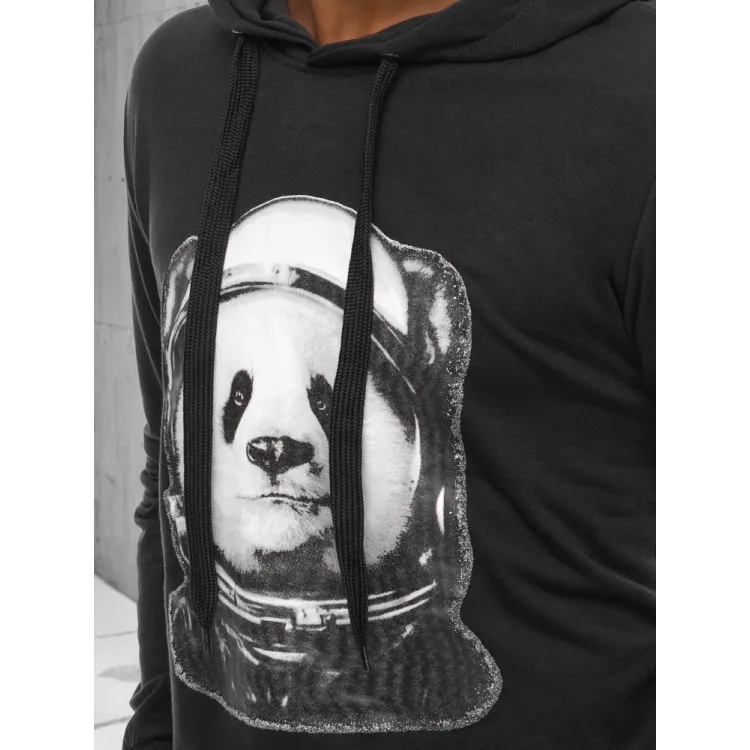 Vīriešu melns džemperis Panda
