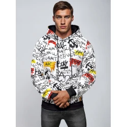 Vīriešu balts džemperis ar kapuci