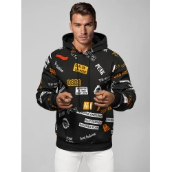 Vīriešu melns džemperis ar kapuci Rot Fashion