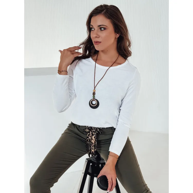 Sieviešu balta blūze ar kulonu Minimoda RY2679