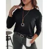Sieviešu melna blūze ar kulonu Minimoda RY2678