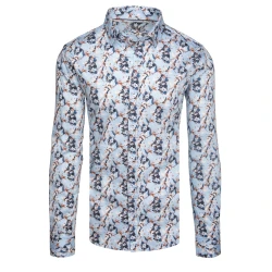 Vīriešu zils krekls ar ziediem Ton