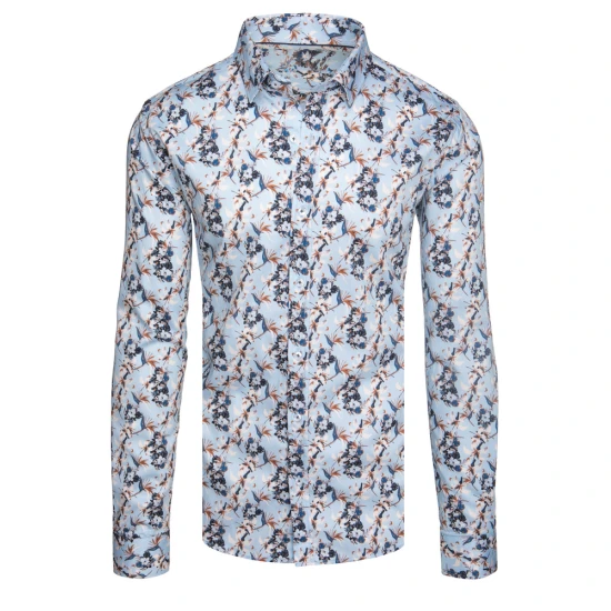 Vīriešu zils krekls ar ziediem Ton DX2635