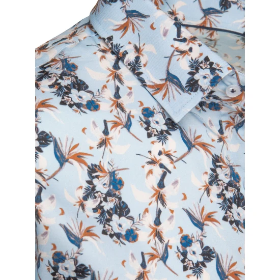 Vīriešu zils krekls ar ziediem Ton DX2635