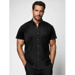 Vīriešu melns krekls ar īsām piedurknēm Soči