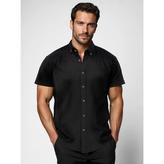 Vīriešu melns krekls ar īsām piedurknēm Soči O/V165