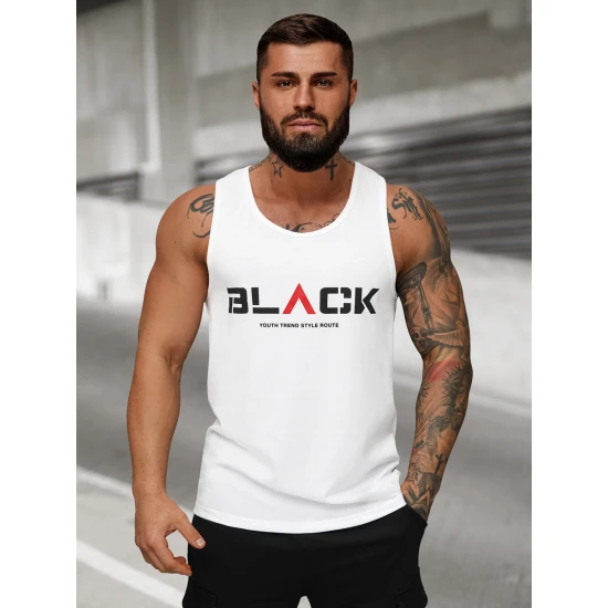 Vīriešu balts krekls bez piedurknēm Black2 JS/8B1707/1Z