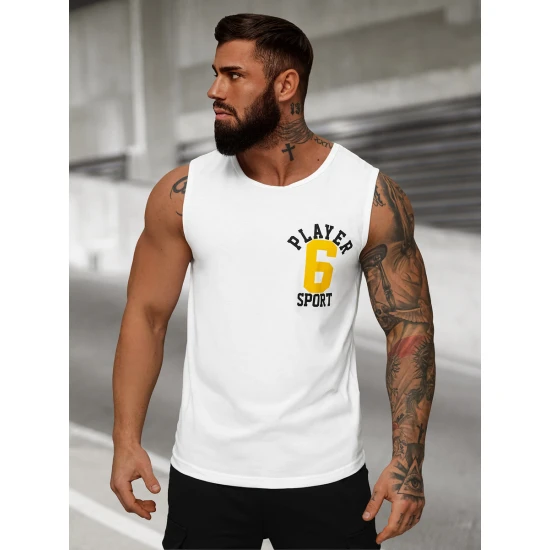 Balts vīriešu krekls bez piedurknēm Sport JS/8B1717/1Z