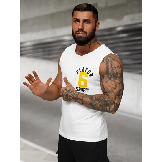 Balts vīriešu krekls bez piedurknēm Sport JS/8B1717/1Z