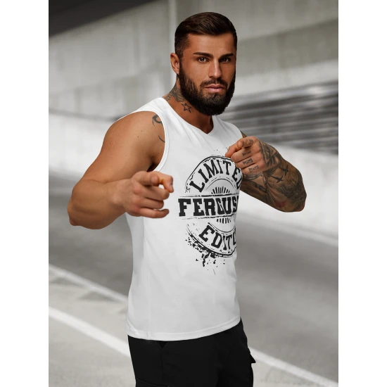 Vīriešu balts krekls bez piedurknēm Ferguson JS/8B1725/1Z