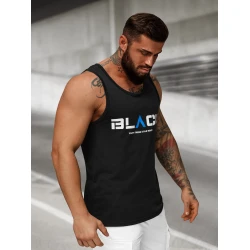 Vīriešu melns krekls bez piedurknēm Black2