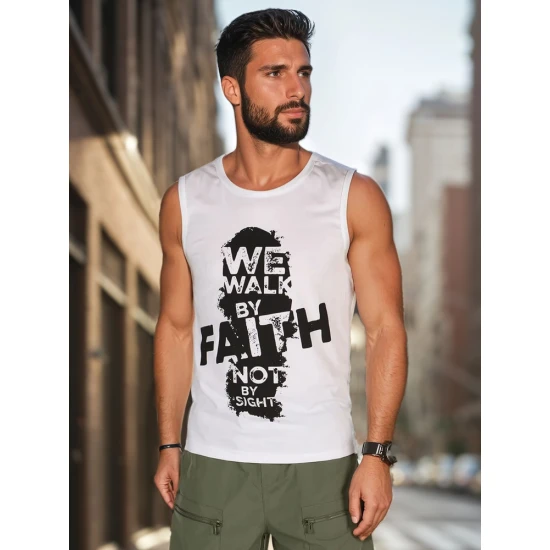 Vīriešu balts krekls bez piedurknēm Faith RX5658