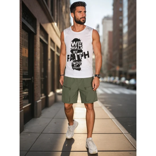 Vīriešu balts krekls bez piedurknēm Faith RX5658