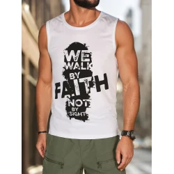 Vīriešu balts krekls bez piedurknēm Faith