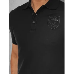 Vīriešu melns polo krekliņš ar logo Emblēma