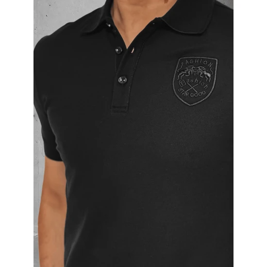 Vīriešu melns polo krekliņš ar logo Emblēma PX0624