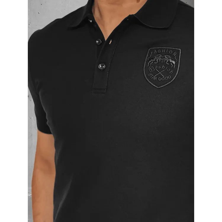 Vīriešu melns polo krekliņš ar logo Emblēma PX0624