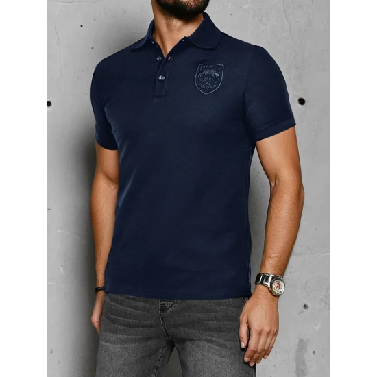 Vīriešu tumši zils polo krekls ar logo Emblēma PX0625
