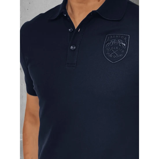 Vīriešu tumši zils polo krekls ar logo Emblēma PX0625