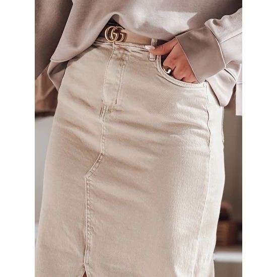 Džinsa brūni svārki ar šķēlumu Midiway CY0479