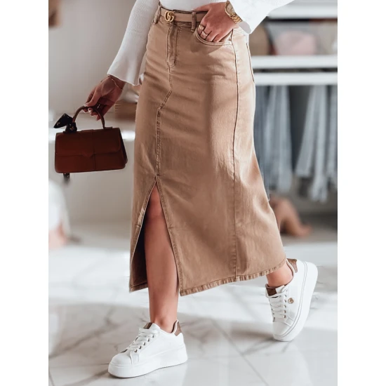 Brūni džinsa svārki ar šķēlumu Midiway CY0491