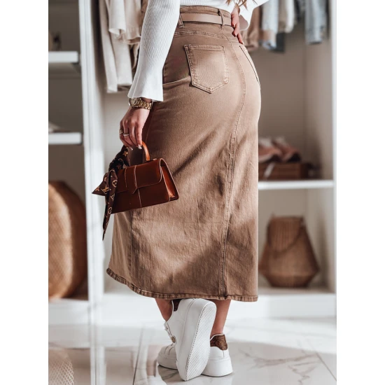 Brūni džinsa svārki ar šķēlumu Midiway CY0491