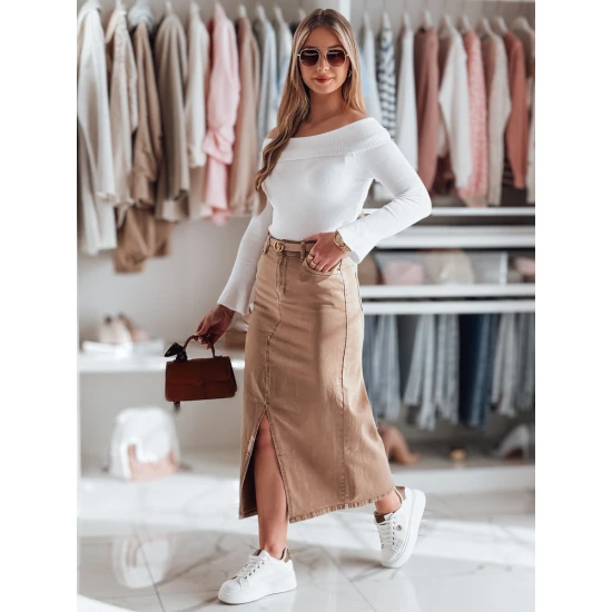 Brūni džinsa svārki ar šķēlumu Midiway CY0491