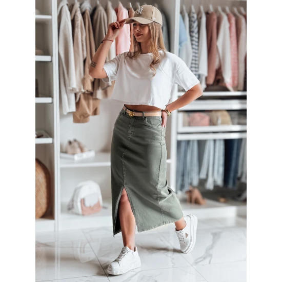 Zaļi džinsa svārki ar šķēlumu Midiway CY0489