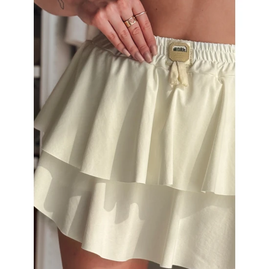 Sieviešu balts mini svārki Falbela CY0493