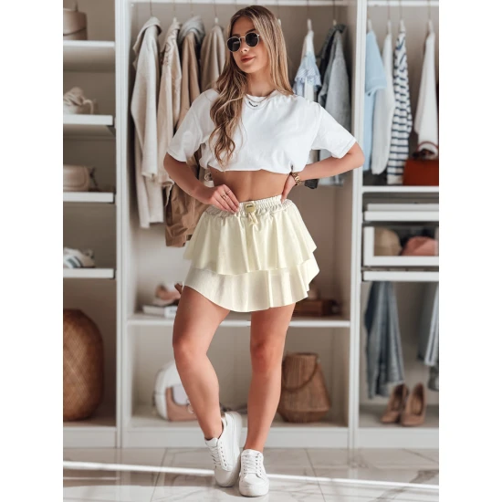 Sieviešu balts mini svārki Falbela CY0493