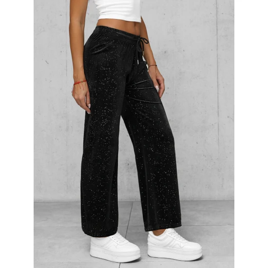 Sieviešu melnas platas samta bikses Metāls JS/92K519/3