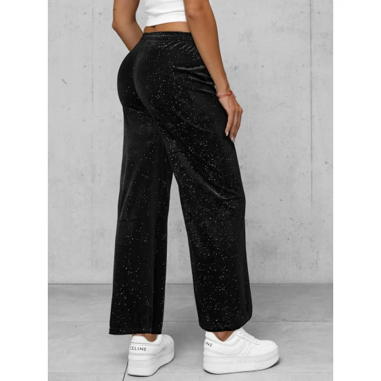Sieviešu melnas platas samta bikses Metāls JS/92K519/3