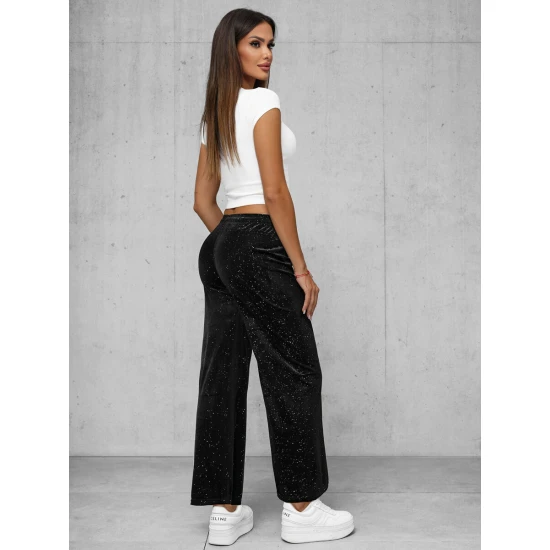 Sieviešu melnas platas samta bikses Metāls JS/92K519/3