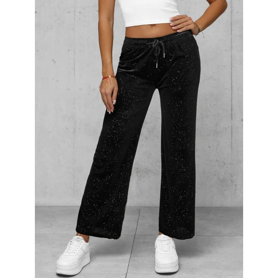Sieviešu melnas platas samta bikses Metāls JS/92K519/3