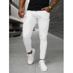Vīriešu balti šauri džinsi Jen
