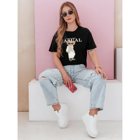 Sieviešu melns T-krekls Classy RY2873