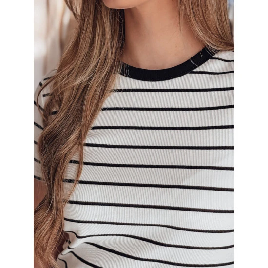 Sieviešu balts svītrains T-krekls Liness RY2818