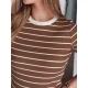 Sieviešu brūns svītrains T-krekls Liness RY2810