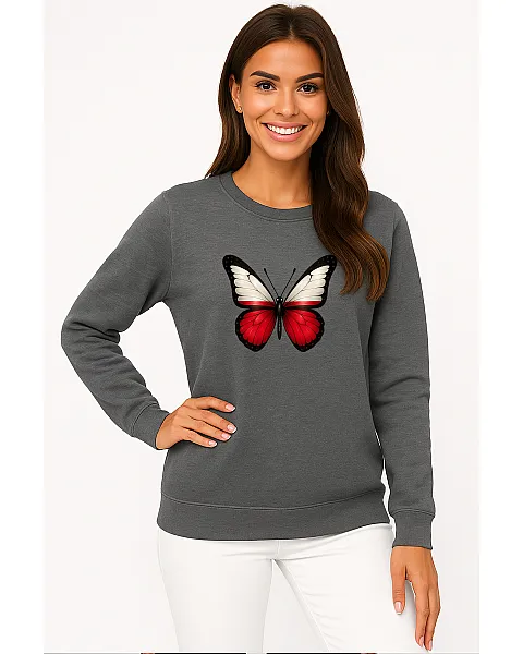 Women's grey jumper Poland butterfly