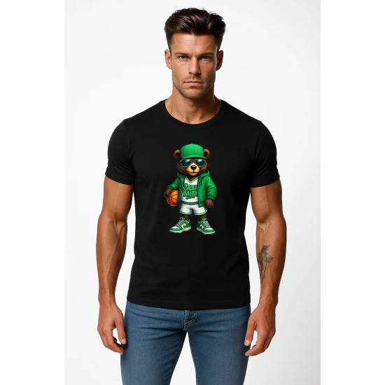 Vīriešu melns lāča krekls ar bumbas džemperi PK4019