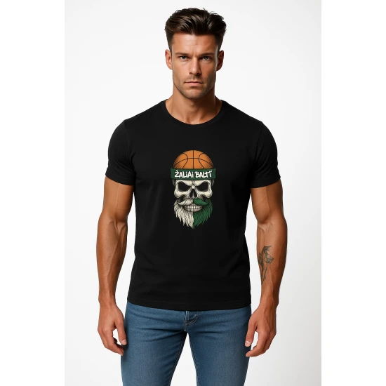 Vīriešu melns krekls Skull and Ball PK4022