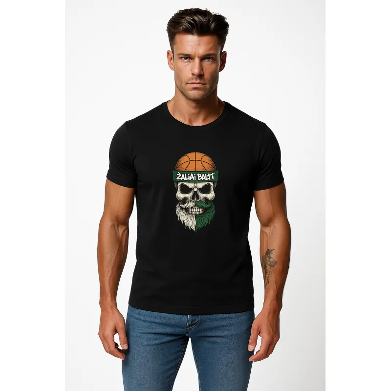 Vīriešu melns krekls Skull and Ball PK4022