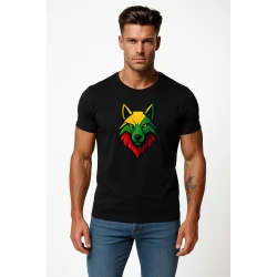 Vīriešu melns T-krekls Wolf