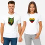 Balts T-kreklu komplekts Heart Geometric Wolf