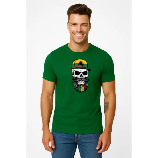 Vīriešu tumši zaļš krekls Galvaskauss ar cepuri PK4016