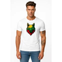 Vīriešu balts T-krekls Wolf